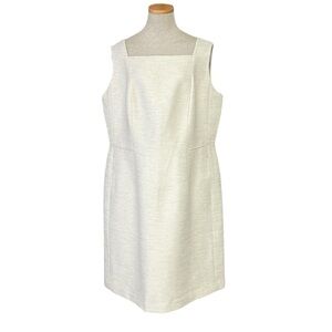 Lafayette 148 NY Dress NWT Gold Cream Tweed Pocket Sheath Midi Size 14W